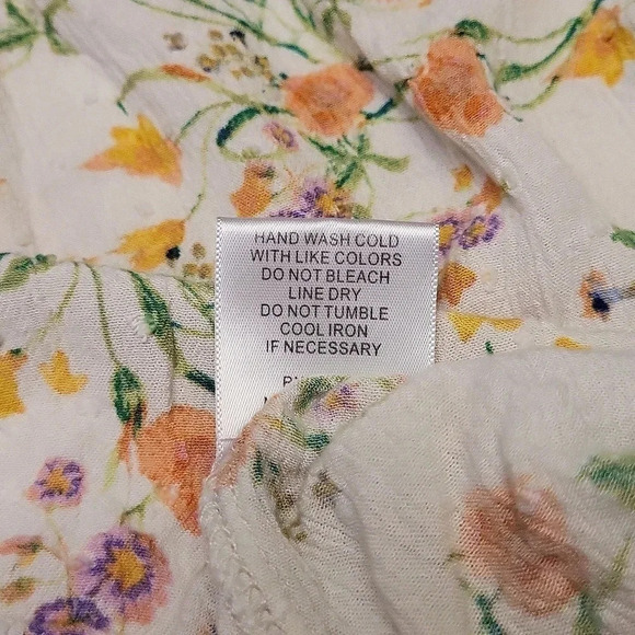 🛍Rose + Olive Floral Cinched Sleeve White Womens‎ Blouse Size 1X - Picture 7 of 8